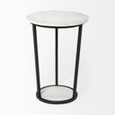 Bombola II Large 18L x 18W White Round Marble Top WBlack Metal Frame Accent Table - Default Title