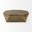 Esagono Octagonal Gold Metal-Clad Reclaimed Wood Coffee Table w Storage - Default Title