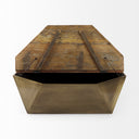 Esagono Octagonal Gold Metal-Clad Reclaimed Wood Coffee Table w Storage - Default Title
