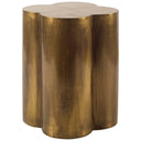 Quatrefoil 18L x 18W Gold Flower W Wooden Top Brass Cladding Accent Table - Default Title