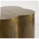 Quatrefoil 18L x 18W Gold Flower W Wooden Top Brass Cladding Accent Table - Default Title