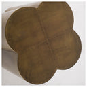 Quatrefoil 18L x 18W Gold Flower W Wooden Top Brass Cladding Accent Table - Default Title