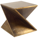 Zelda 20L x 20W Gold Metal-Cladded Z-Shaped Wooden Accent Table - Default Title