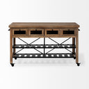 Stuart I Brown Solid Wood Top Two-Tier Black Metal Rolling Kitchen Island - Default Title