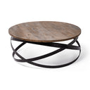 Triumph 40 Round Brown Solid Wood Top Black Metal Base Coffee Table - Default Title