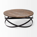 Triumph 40 Round Brown Solid Wood Top Black Metal Base Coffee Table - Default Title