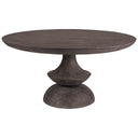Crossman 60 Round Dark BrownGray Solid Wood Table Top Base Dining Table - Default Title