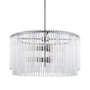 Anna 26x14 Hanging Gun-Metal w Clear Glass Rods Six Bulb Chandelier - Default Title