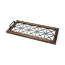 Ellingson 28L x 13W Black Rectangular Metal Glass Wood Bottom Tray - Default Title