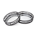 Piers Set of 2 Black Metal Mirrored Round Trays - Default Title