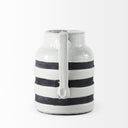 Harmon I Small White w Charcoal Stripes Ceramic Jug - Default Title