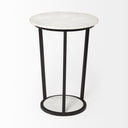 Bombola II Large 18L x 18W White Round Marble Top WBlack Metal Frame Accent Table - Default Title