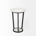 Bombola I Small 15L x 15W White Round Marble Top WBlack Metal Frame Accent Table - Default Title