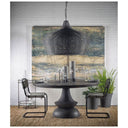 Crossman 60 Round Dark BrownGray Solid Wood Table Top Base Dining Table - Default Title