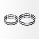 Piers Set of 2 Black Metal Mirrored Round Trays - Default Title