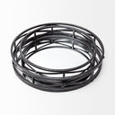 Piers Set of 2 Black Metal Mirrored Round Trays - Default Title