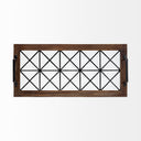 Ellingson 28L x 13W Black Rectangular Metal Glass Wood Bottom Tray - Default Title