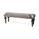 Alhambra 55L x 14W Upholstered Gray Seat WBlack Wood Legs Accent Bench - Default Title