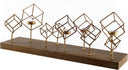 Salvador II Wood Base Brass Cube Tea Light Table Candle Holder - Default Title