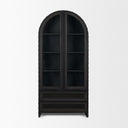 Gehry 723 H Dark Brown Metal Brown Wood and Glass Door Display Cabinet - Default Title