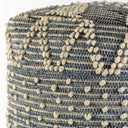 Rofi Blue Denim and Cream Cotton Stitched Square Pouf - Default Title