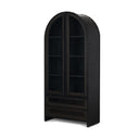 Gehry 723 H Dark Brown Metal Brown Wood and Glass Door Display Cabinet - Default Title