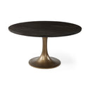 McLeod II 54 L x 54 W x 2875 H Round Brown Solid Wood Top Gold Metal Base Dining Table - Default Title