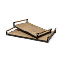 Benson Set of 2 Brown Wood Black Metal Trays - Default Title
