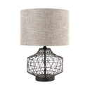Clark 20H Bronze Barrel Metal Base Beige Linen Shade Table Lamp - Default Title