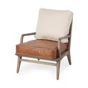 Harman II Cream Fabric and Brown Leather Seat Accent Chair - Default Title