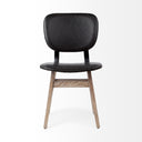 Haden I Black Faux-Leather Wrap Brown Solid Wood and Iron Base Dining Chair - Default Title