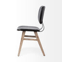 Haden I Black Faux-Leather Wrap Brown Solid Wood and Iron Base Dining Chair - Default Title