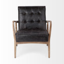 Phineas Black Leather W Brown Wooden Frame Accent Chair - Default Title