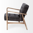 Phineas Black Leather W Brown Wooden Frame Accent Chair - Default Title