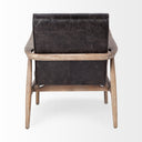Phineas Black Leather W Brown Wooden Frame Accent Chair - Default Title