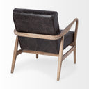 Phineas Black Leather W Brown Wooden Frame Accent Chair - Default Title