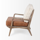 Harman II Cream Fabric and Brown Leather Seat Accent Chair - Default Title