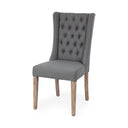 Mackenzie II Gray Plush Linen Covering Ash Solid Wood Base Dining Chair - Default Title