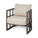 Skylar I Cream Fabric Covered Cushioned Demi-Lune Wooden Frame Accent Chair - Default Title