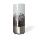 Baltic I Tall White Brushed Silver Metal Bottom Glass Vase - Default Title