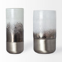 Baltic I Tall White Brushed Silver Metal Bottom Glass Vase - Default Title