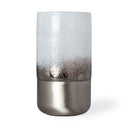 Baltic II Large White Brushed Silver Metal Bottom Glass Vase - Default Title