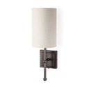 Bourgeois II 9x16 White Fabric Shade Brown Metal Base Wall Sconce - Default Title