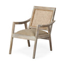 Teryn Cream Linen Seat And Natural Wooden Base w Mesh Back Accent Chair - Default Title