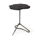 Pinera II 19L x 19W Black Slate Top W Triangular Iron Base Accent Table - Default Title