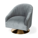 James II Gray Blue Velvet Covered Seat w Gold Swivel Base Accent Chair - Default Title