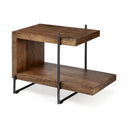 Maddox 30L x 18W x 22H Medium Brown Wood w Black Metal U-shaped EndSide Table - Default Title