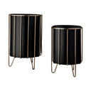 Pianta 13 x 21 Set of Two Black Metal Insert Brass Frame Plant Stands - Default Title