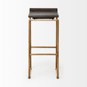 Givens 3025H Seat Height Brown Wood Seat Gold Metal Base Stool - Default Title
