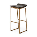 Givens 3025H Seat Height Brown Wood Seat Gold Metal Base Stool - Default Title